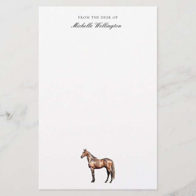 Från skrivbordet | Elegant Horse Equestrian Namn Brevpapper (Framsida)