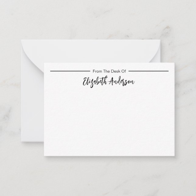 Från skrivbordet för Elegant Script Namn Anteckningskort (Framsida)