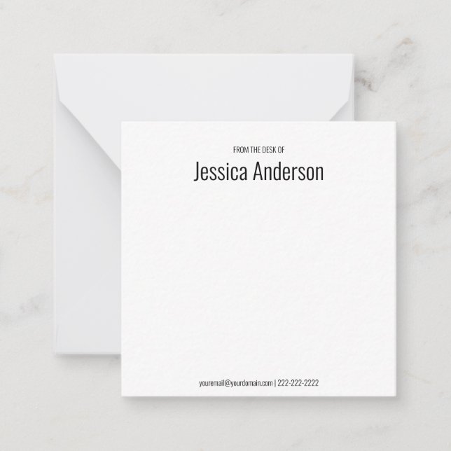 Från skrivbordet för Mobil e-post i Svarta och vit Anteckningskort (Framsida)