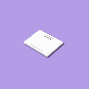Från skrivbordet för svartvitt skript ditt namn post-it block