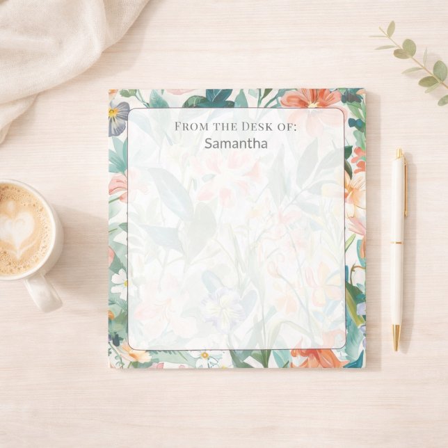 Från skrivbordet hos Custom Floral Stationery Anteckningsblock (Skapare uppladdad)
