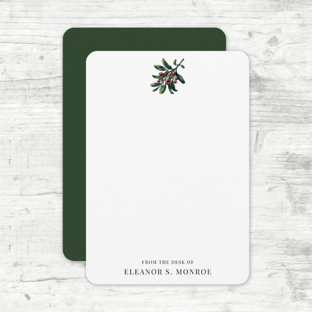 Från skrivbordet i Namn Helgdag, Mistletoe Note Ca Tack Kort (Skapare uppladdad)
