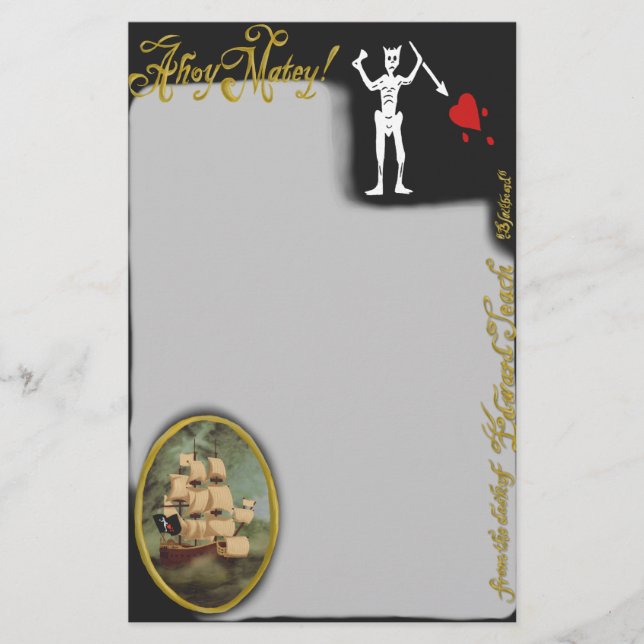 Från skrivbordet i Pirat Edward Teach Stationery Brevpapper (Framsida)