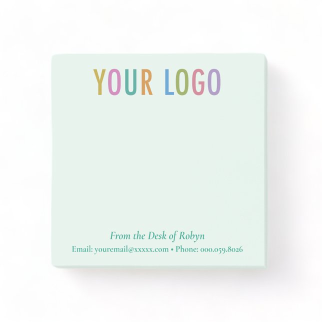 Från skrivbordet i PostIT®-anteckningar med Logoty Post-it Block (MISOOK Mint Green 3x3 From the Desk of Post it Notes with Logo)