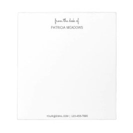 Från skrivbordet med anpassat namn Modern svart sk Anteckningsblock