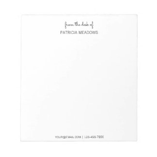 Från skrivbordet med anpassat namn Modern svart sk Anteckningsblock