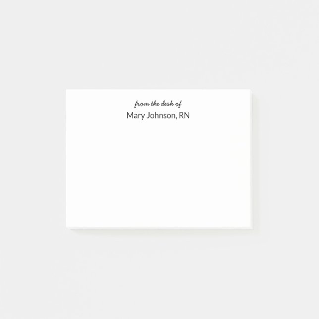 Från skrivbordet med Nurse Namn-mallen Post-it Block (Framsida)