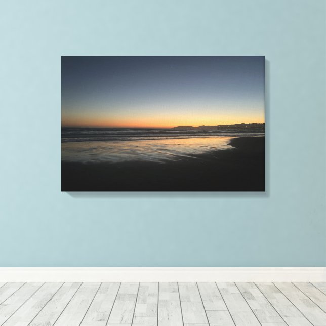Från skymning till skymning vid strandens fotobild canvastryck (Insitu (trägolv))