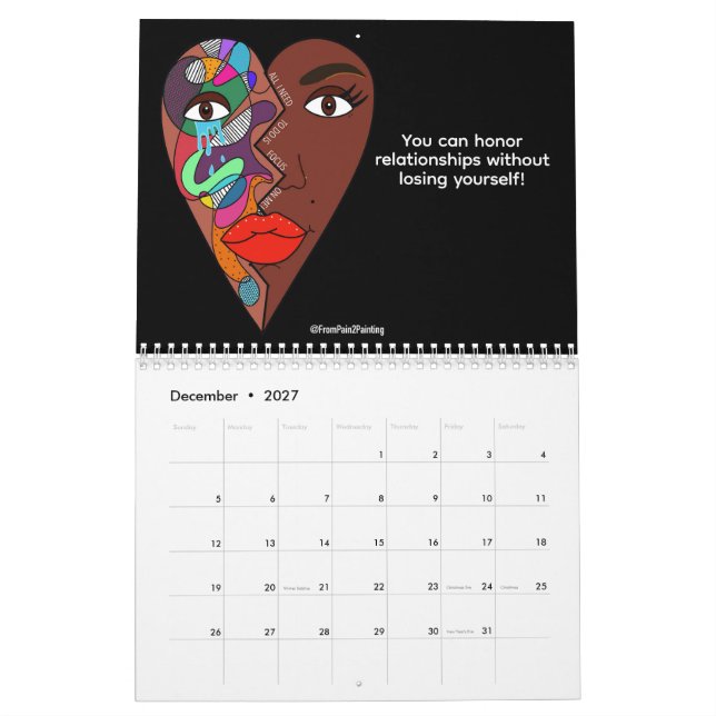 Från smärta till målningskalender 2026 kalender (Dec 2027)