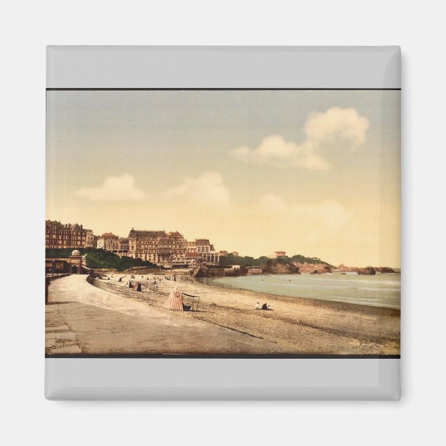 Från stranden, Biarritz, Pyrenéer, Frankrike vinta Magnet (Framsidan)