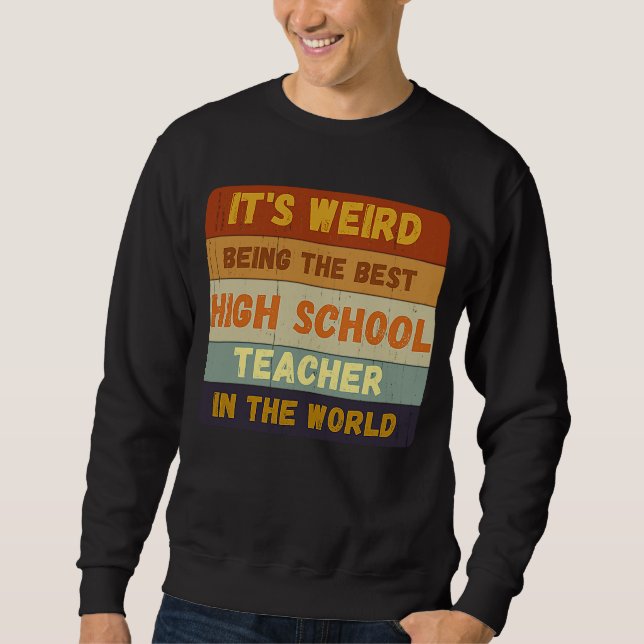 Från Student till Best High School Teacher World V Lång Ärmad Tröja (Framsida)