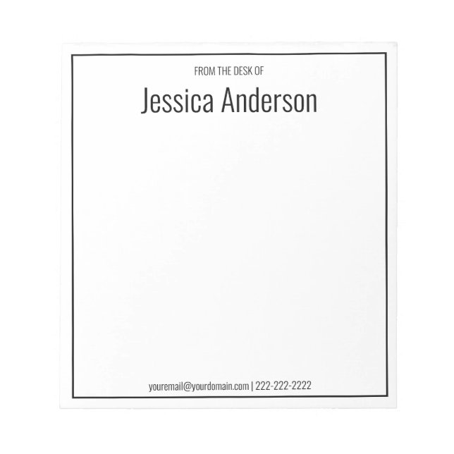 Från svartvit-minimalistisk skrivbord anteckningsblock (Framsida)
