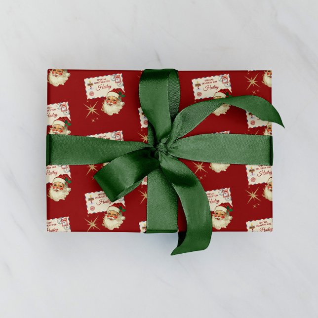 Från tomte leverans för anpassat namn jul  presentpapper (from santa wrap, santa delivery, personalized christmas wrap, custom name wrapping, holiday gift wra)