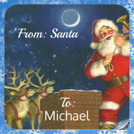 Från TOMTE Presentpapper EGET Barnets NAMN Fyrkantigt Klistermärke