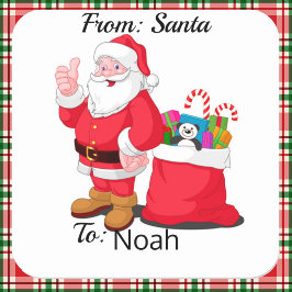 Från TOMTEN PERSONANPASSAT Barns NAMN Presentpappe Fyrkantigt Klistermärke