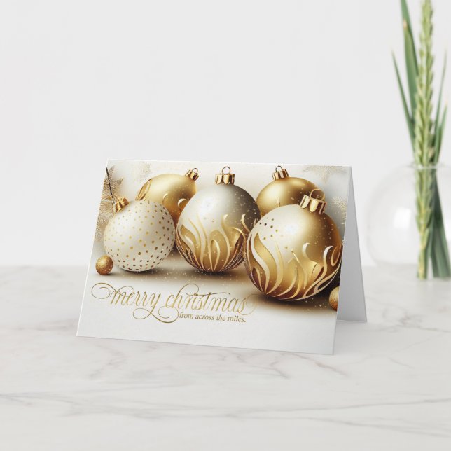 Från tvärs över milen Vit och guld jul Helgkort (Framsida)