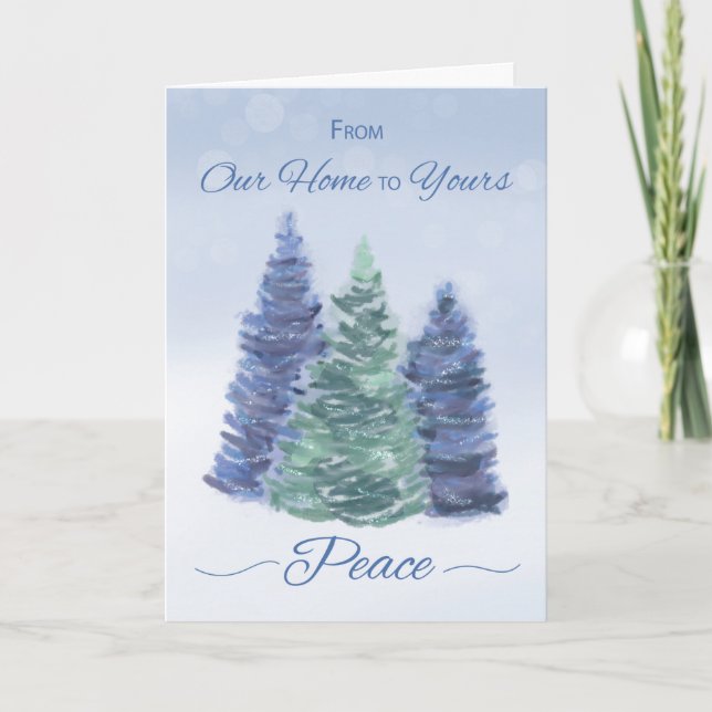 Från vårt hem till ditt Helgdag Peace w/Evergreen Kort (Framsida)