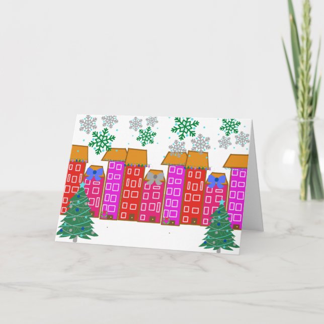 från vårt hem till ert. Cute christmas Kort (Framsida)