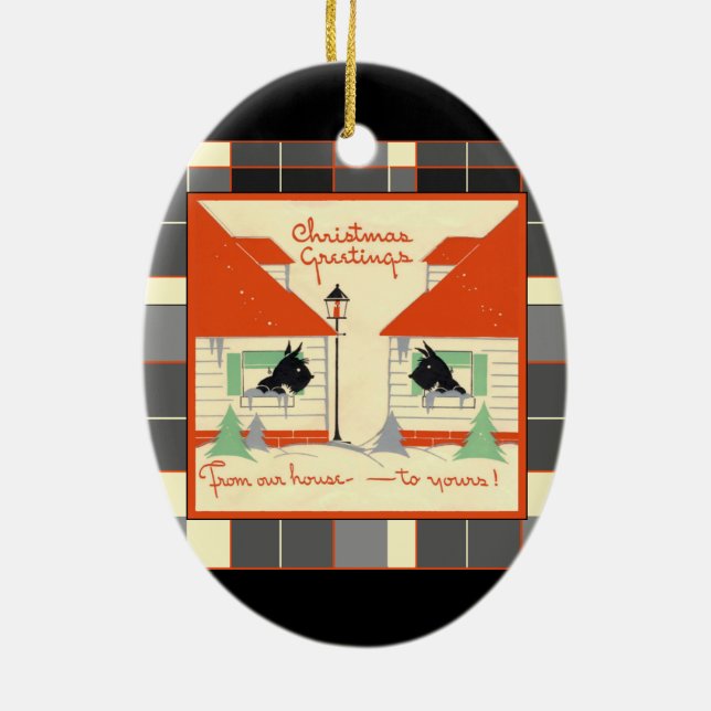 Från vårt hus till din skotska Hund Ornament (Baksidan)