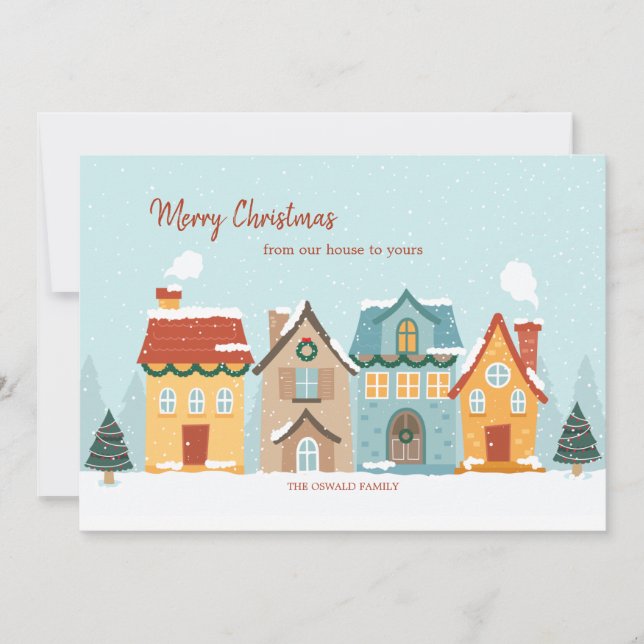 Från vårt hus till ditt Helgdag-kort Julkort (Framsida)