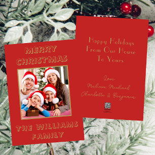 Från vårt hus till ditt Julfoto från Red & Guld Julkort