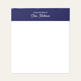 Från White Script Navy Blue Border skrivbord Anteckningsblock