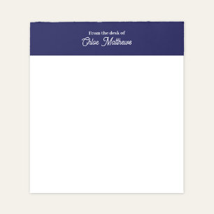 Från White Script Navy Blue Border skrivbord Anteckningsblock