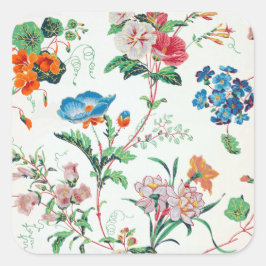 France 1830 Delicate Floral Antique Botanical Fyrkantigt Klistermärke