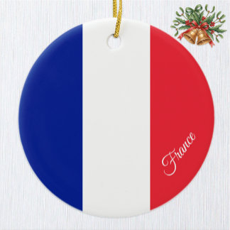 France Christmas Ornament, French Flag Julgransprydnad Keramik
