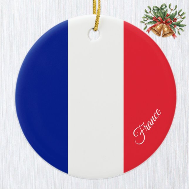 France Christmas Ornament, French Flag Julgransprydnad Keramik (French Flag Ornament / Christmas, France)