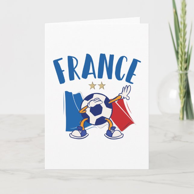 France Dabbing Soccer Ball Flag 2 stars Kort (Framsida)