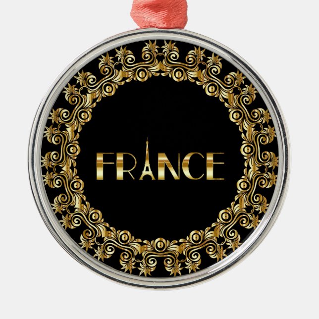 France, Eiffel Tower, Gold Design Julgransprydnad Metall (Framsidan)