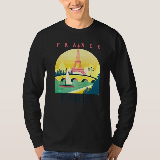 France Eiffel Tower Parisian City French Landmark  T Shirt (Framsida)