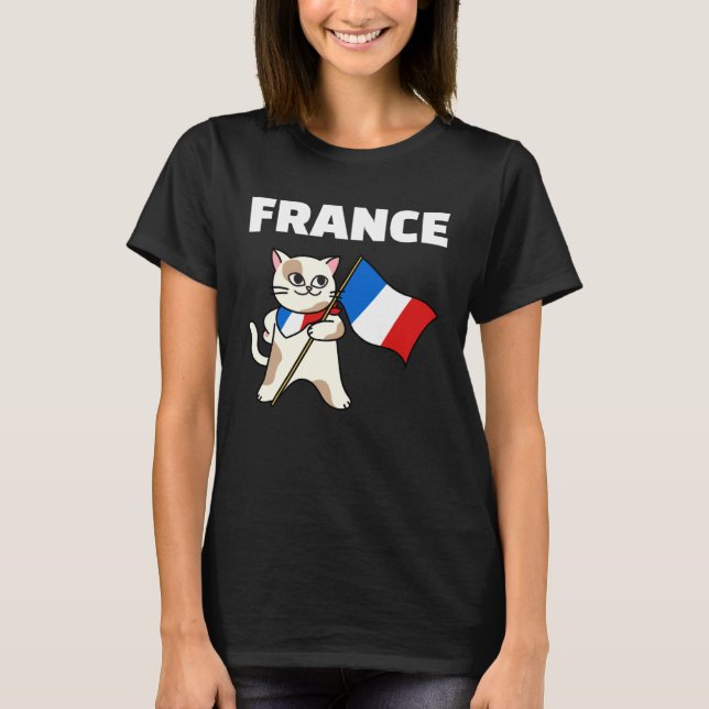 France Flag Cat French Colors Kitten T Shirt (Framsida)
