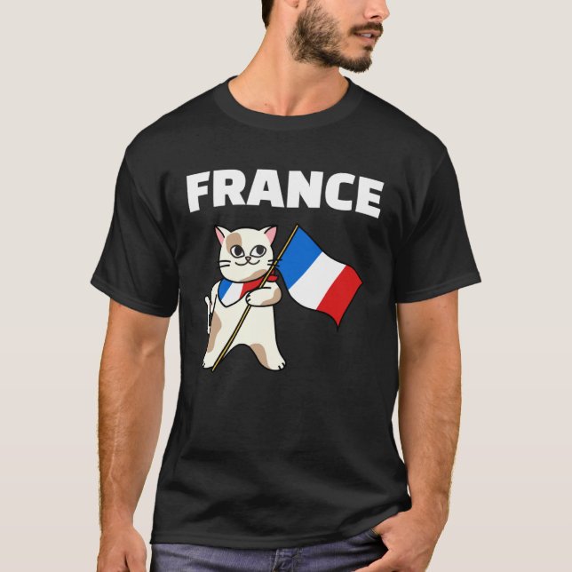 France Flag Cat French Colors Kitten T Shirt (Framsida)
