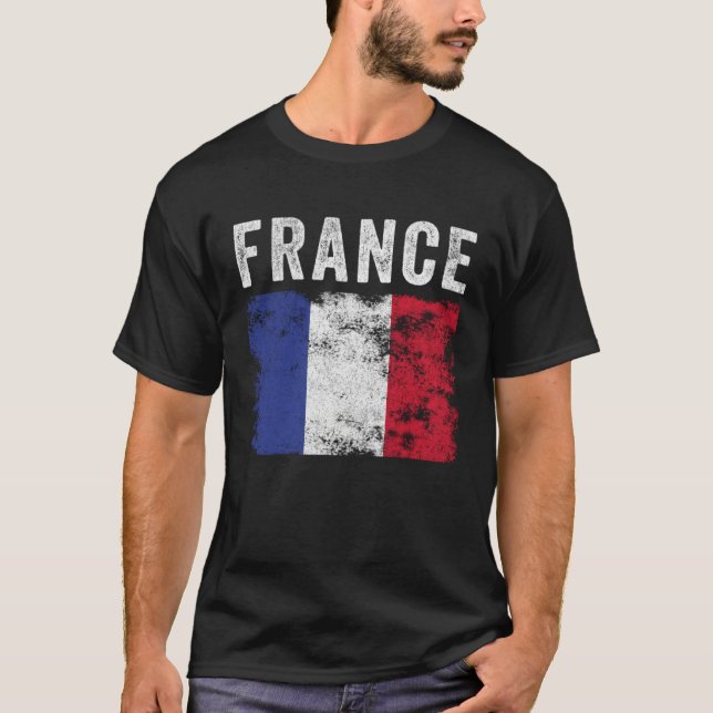 France Flag Distressed  Men Women Kids  French Fla T Shirt (Framsida)