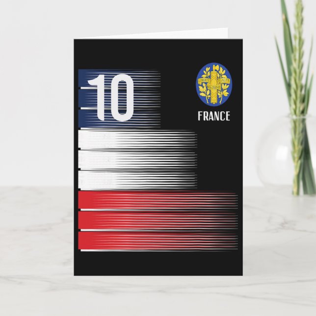 France Flag Number 10 French Soccer Men Women Boys Kort (Framsida)