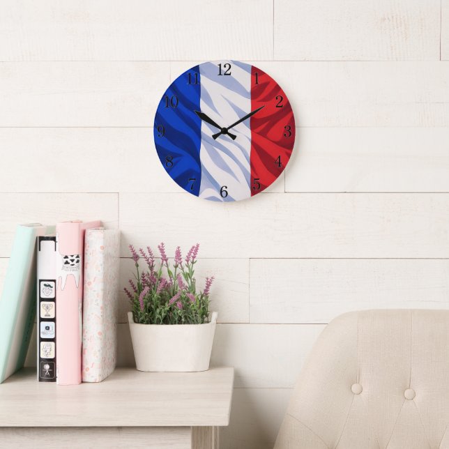 France Flag Wall Clock (Illustrated Version) Stor Klocka (Läsesal)