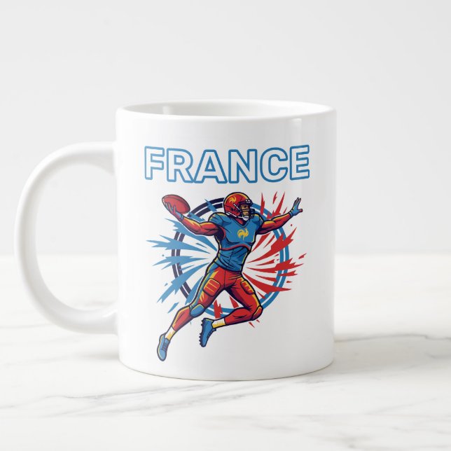 France Football Dynamic Quarterback Patriotic Art Jumbo Mugg (Vänster)