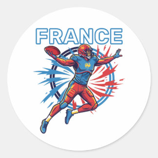 France Football Dynamic Quarterback Patriotic Art Runt Klistermärke