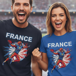 France Football Dynamic Quarterback Patriotic Art T Shirt