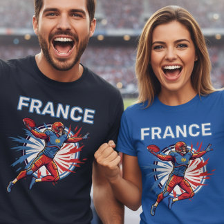 France Football Dynamic Quarterback Patriotic Art T Shirt