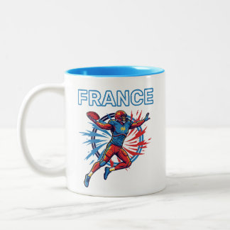 France Football Dynamic Quarterback Patriotic Art Två-Tonad Mugg