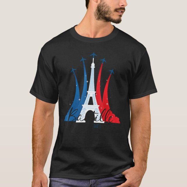 France National Celebration Bastille Day T Shirt (Framsida)