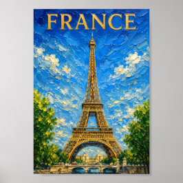 France: Sunny Eiffel Tower Art Souvenir Poster