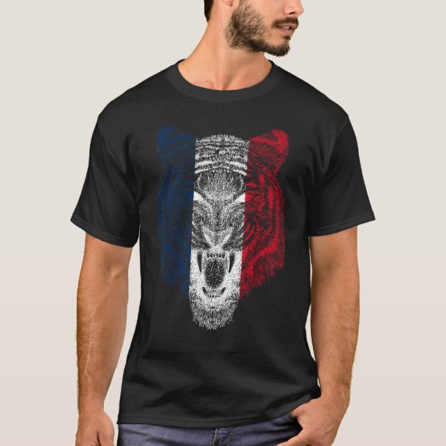 France Tiger French Tiger Flag T Shirt (Framsida)