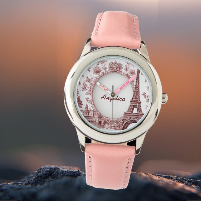 France Travel Eiffel Tower Pastel Pink Paris Dream Armbandsur (France Travel Eiffel Tower Pastel Pink Paris Dream Watch)