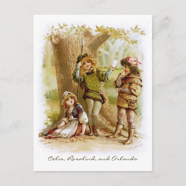 Frances Brundage: Celia, Rosalind och Orlando Vykort (Framsida)