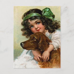 Frances Brundage: flicka med Hund Vykort