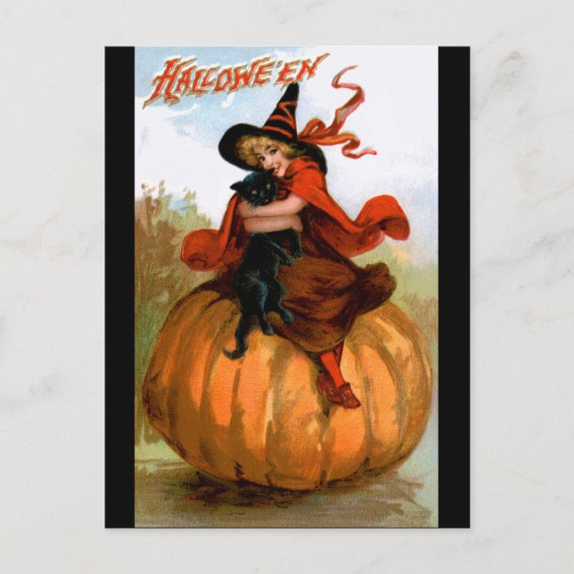 Frances Brundage: Halloween Witch Vykort (Framsida)